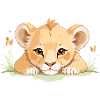 Lion cub with butterflies
