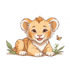 Lion cub with butterflies