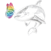 Orca-wal-schmetterlinge-tier-blumenillustration