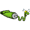 Green snake and gouache tube