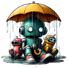 Three Robots Rain Umbrella