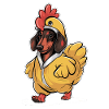 Teckel déguisé en poulet