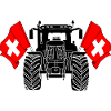 Tracteur deux drapeaux Suisse