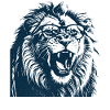 Roaring lion with glasses