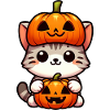 Halloween Cat Pumpkin Hat Whimsical