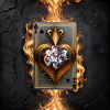 Woman card with a burning heart