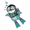 Cute Penguin Diver Illustration