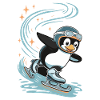 Pinguino sui pattini con casco