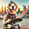 Hund auf Skateboard