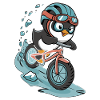 Cycling penguin in action