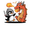 Ritter Pinguin Kämpft Gegen Drachen