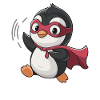 Mignon pingouin super-héros avec cape