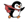 Cute penguin in superhero costume