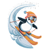 Penguin Skiing Fun Winter