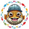 Cooler Kugelfisch mit Basecap