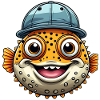 Cooler Kugelfisch mit Basecap