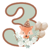 3e anniversaire renard fleurs