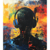 Abstract silhouette with headphones