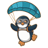 Skydiving penguin in adventure