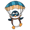 Cool penguin with parachute