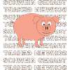 Pig with writing in the background