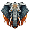 Wild angry pugnacious combative elephant