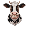 Mucca divertente con un grande sorriso