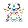 Energetic Robot Drummer Groove