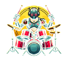 Energetic Robot Drummer Groove