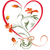 Heart with floral tendril