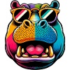 Hippopotamus with Sunglasses