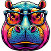 Hippopotamus with Glasses