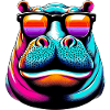 Hippopotamus with Sunglasses