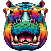 Nilpferd mit Brille