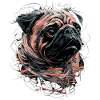 Pug Drawing Abstract Animal Illustration