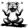 Zen hamster sitting black and white