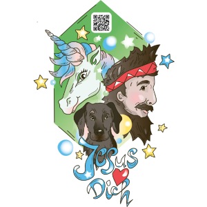 Jesus mit Einhorn und James