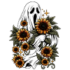 Creepy Ghost With Sunflowers