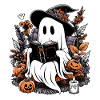 Ghost Reading Books Pumpkin Halloween
