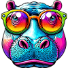 Hippopotamus with sunglasses