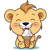Löwe isst eis