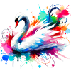 Eleganter bunter Aquarellschwan