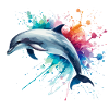 Lebendiger Delfin in Aquarell, Ozean