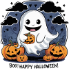 ghost and pumpkins