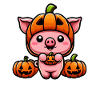 Cute Halloween Pig Pumpkin Cartoon