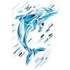 Geometric Dolphin in Blue Tones