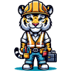 Cute Tiger Construction Worker