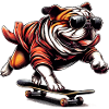 English Bulldog Dog on Skateboard