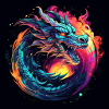 Neon Drache im Sternenkreis