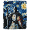 Templar Knight Cross Starry Night Painting